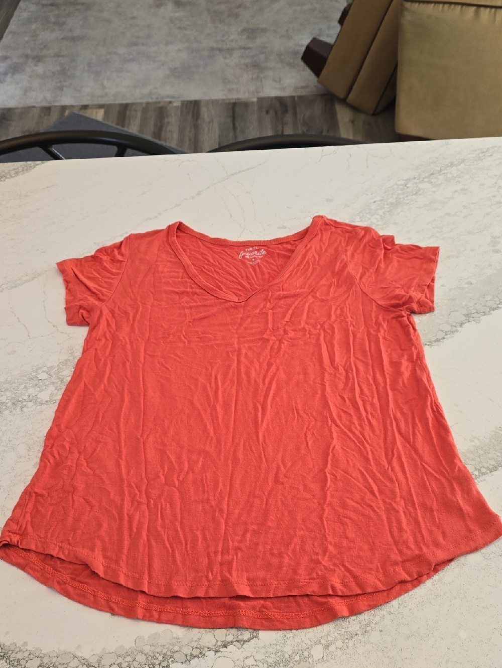 Women's V-Neck Short Sleeve Tee - Coral